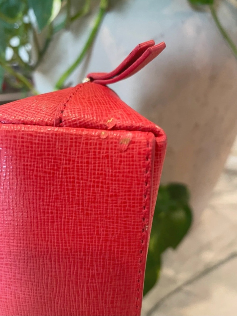 Furla Red Saffiano Leather Dome Cosmetic - Gold Hardware - Picture 8 of 11